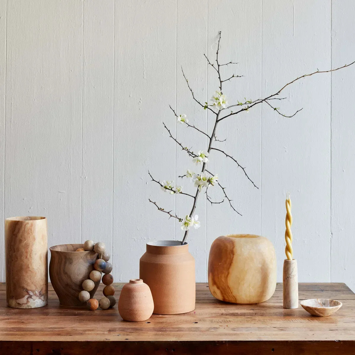 Terra Cotta Bud Vase, Whitewash - The Mayfair Hall