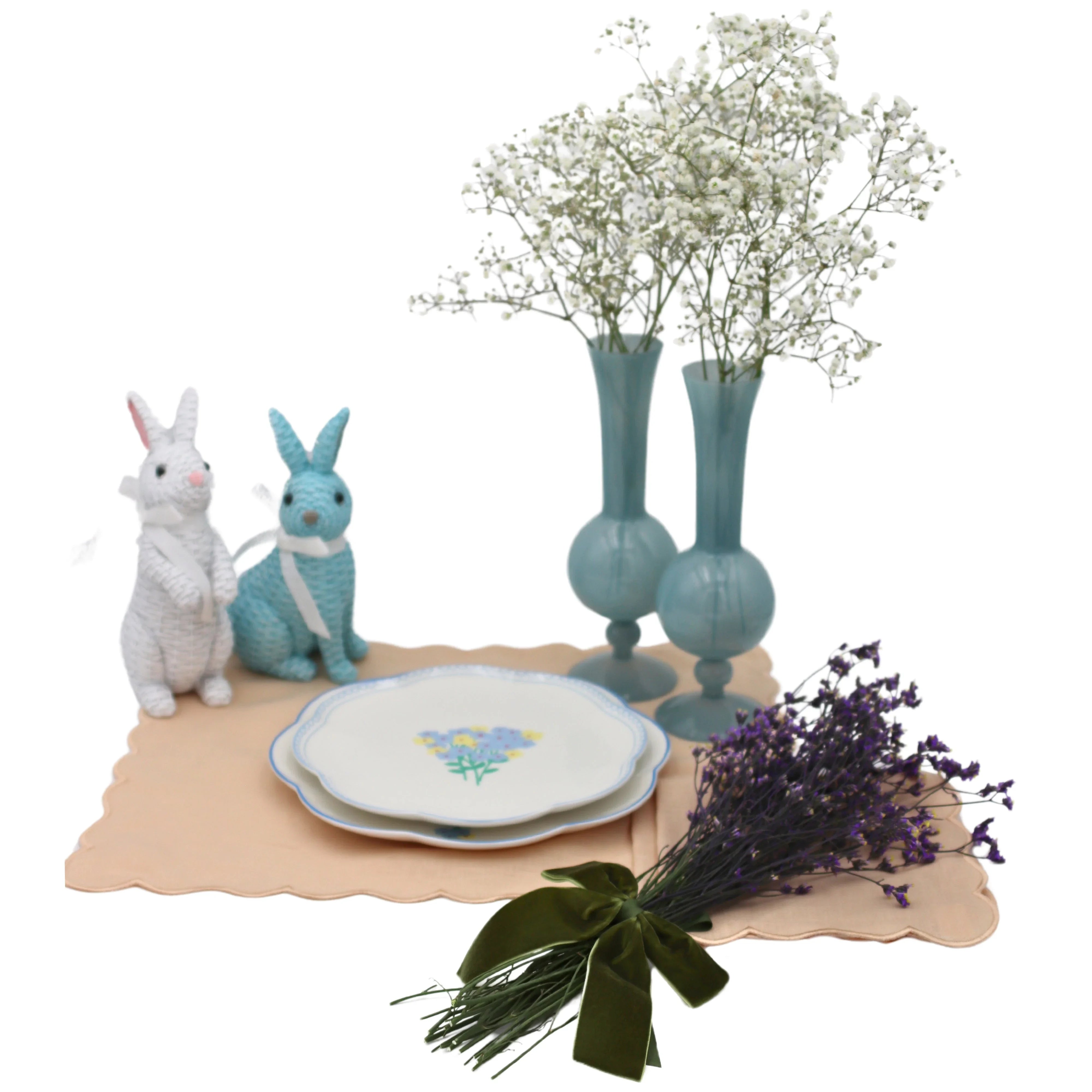 Large Forest Green Velvet Napkin Bow Tie - Set of 6