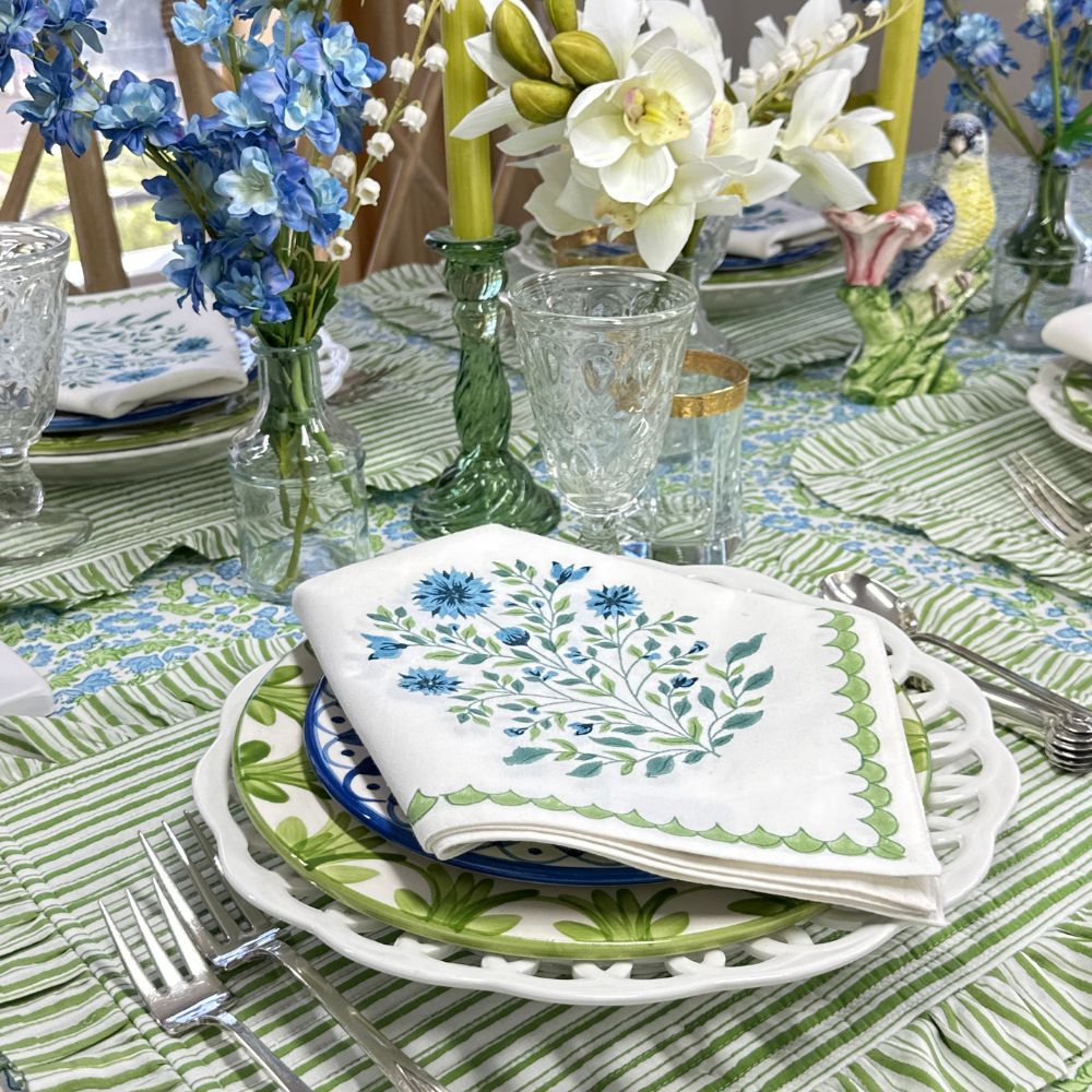 Motif Flower Napkin - Blue (Set of 4)