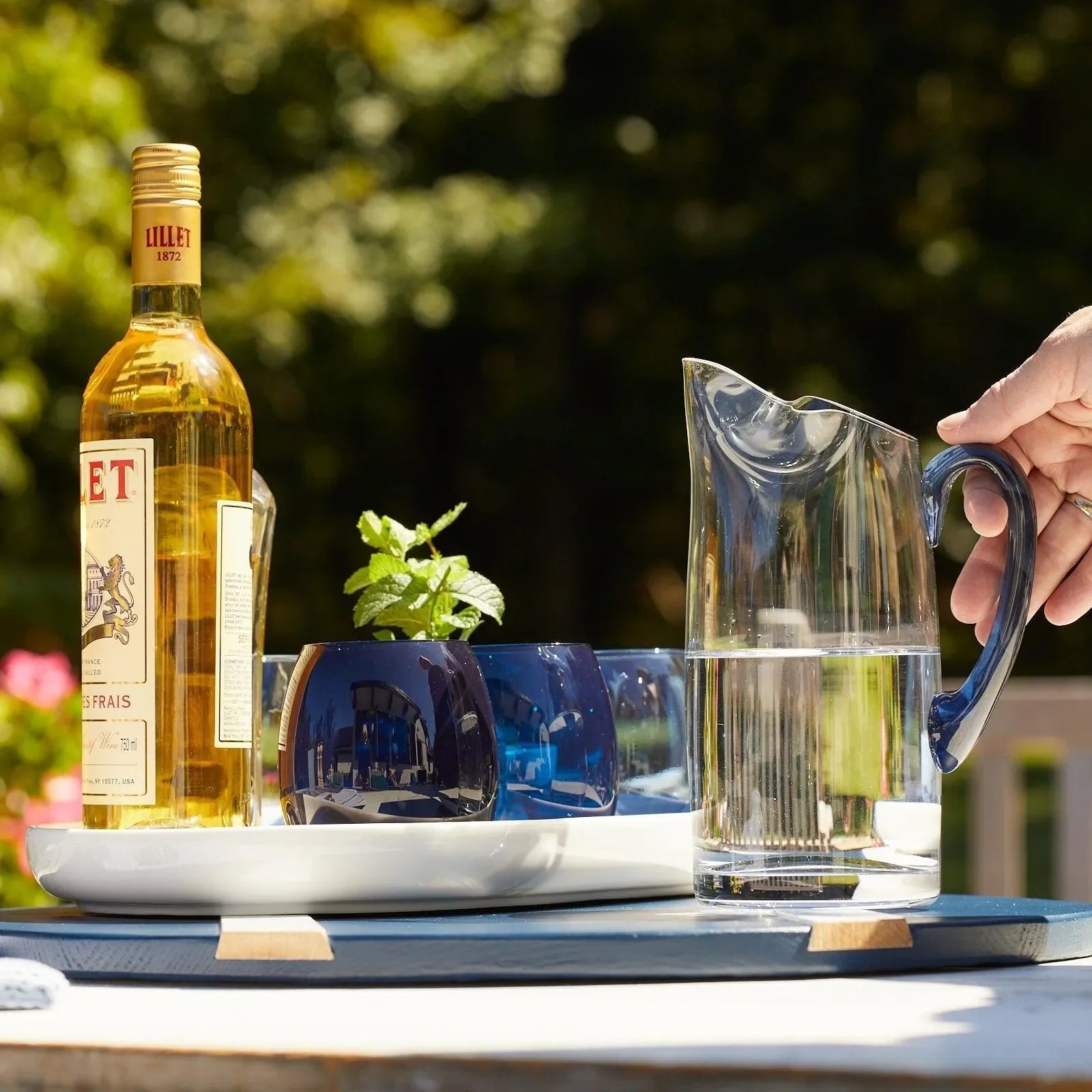 Les Nuages Small Pitcher with Blue Handle - The Mayfair Hall