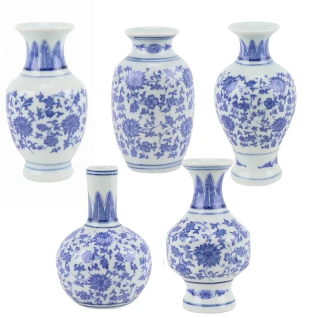 Set of 5 Mini Soft Blue Bud Vases - The Mayfair Hall