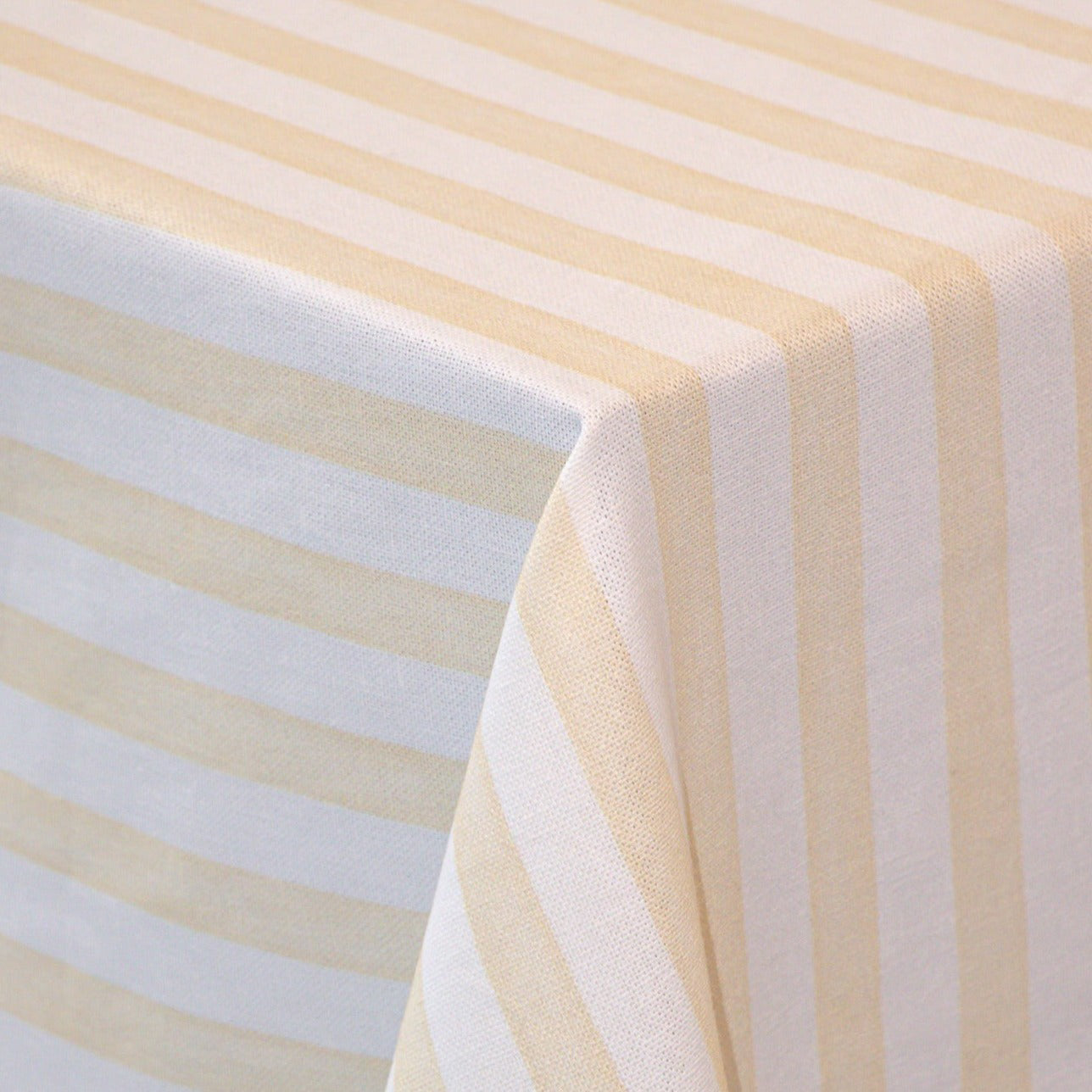 Lychee Sorbet Stripe Cotton and Linen Tablecloth in Yellow and White
