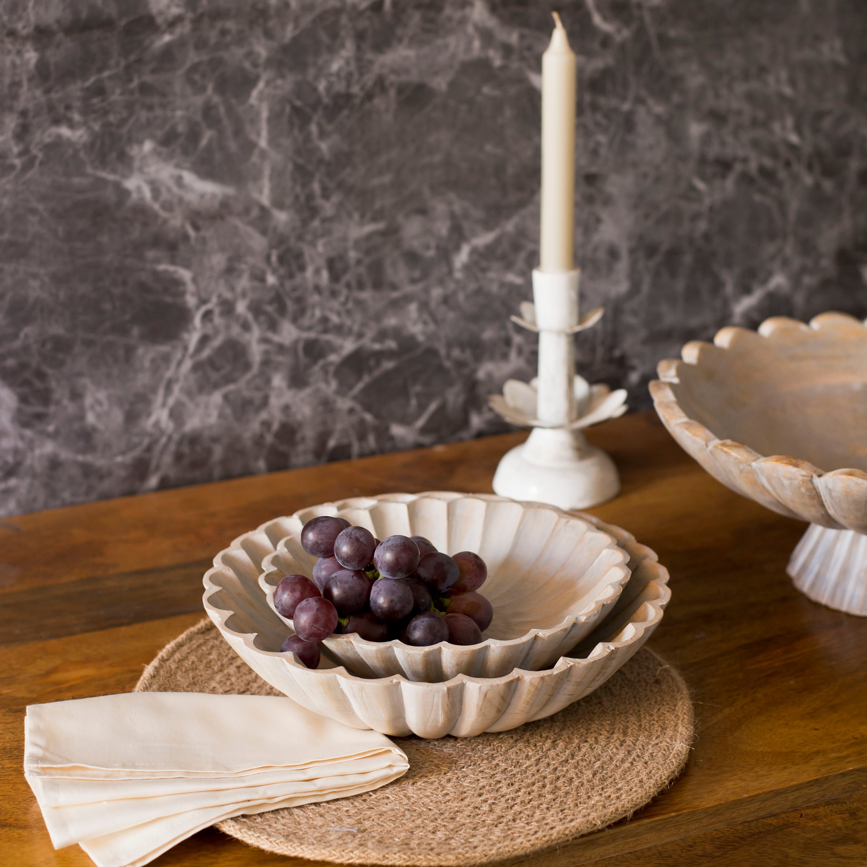 Scallop Serenity Bowls - Greywash