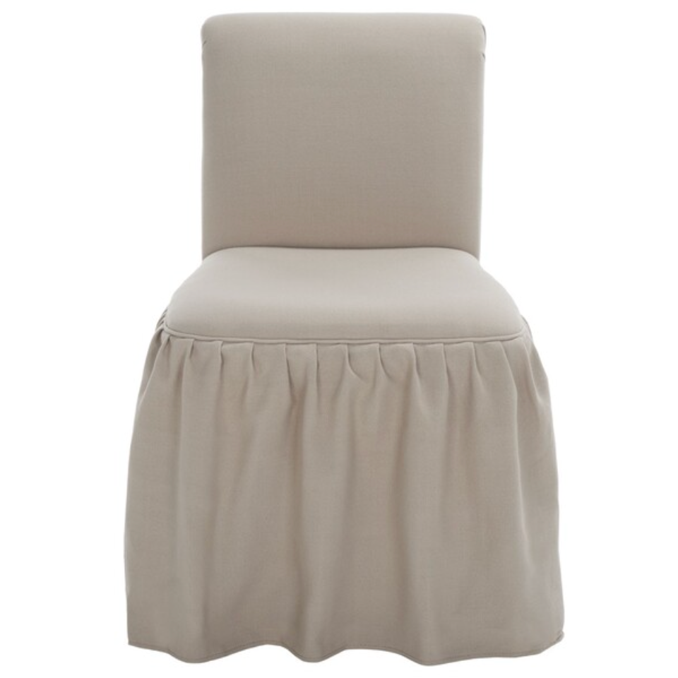 Ivy Vanity Chair in Taupe with Ruffled Skirt