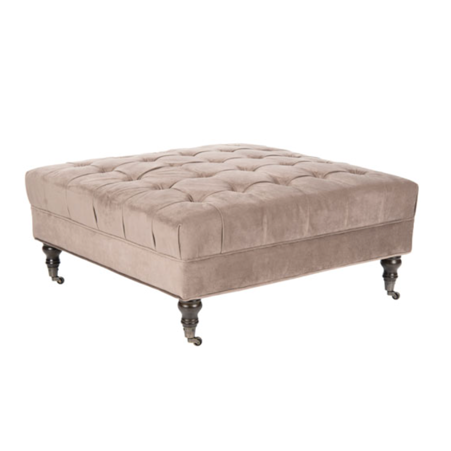 Clark Cocktail Tufted Ottoman in Mushroom Taupe