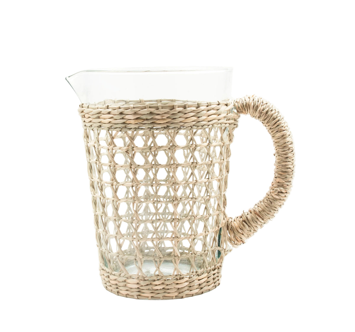 Seagrass Cage Glass Pitcher — 47 fl oz