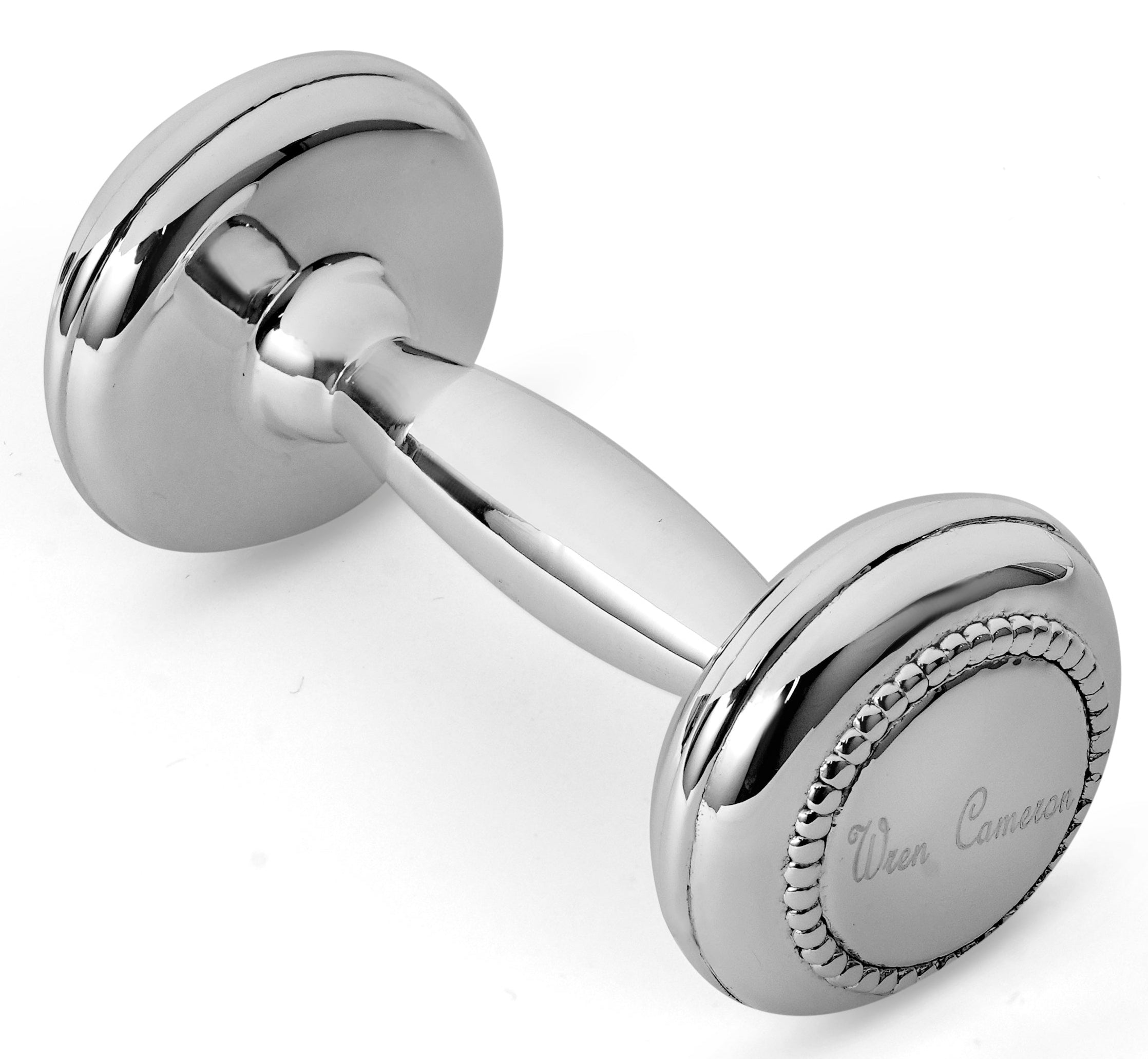 Krysaliis Sterling Silver Dumbbell Rattle - Beaded