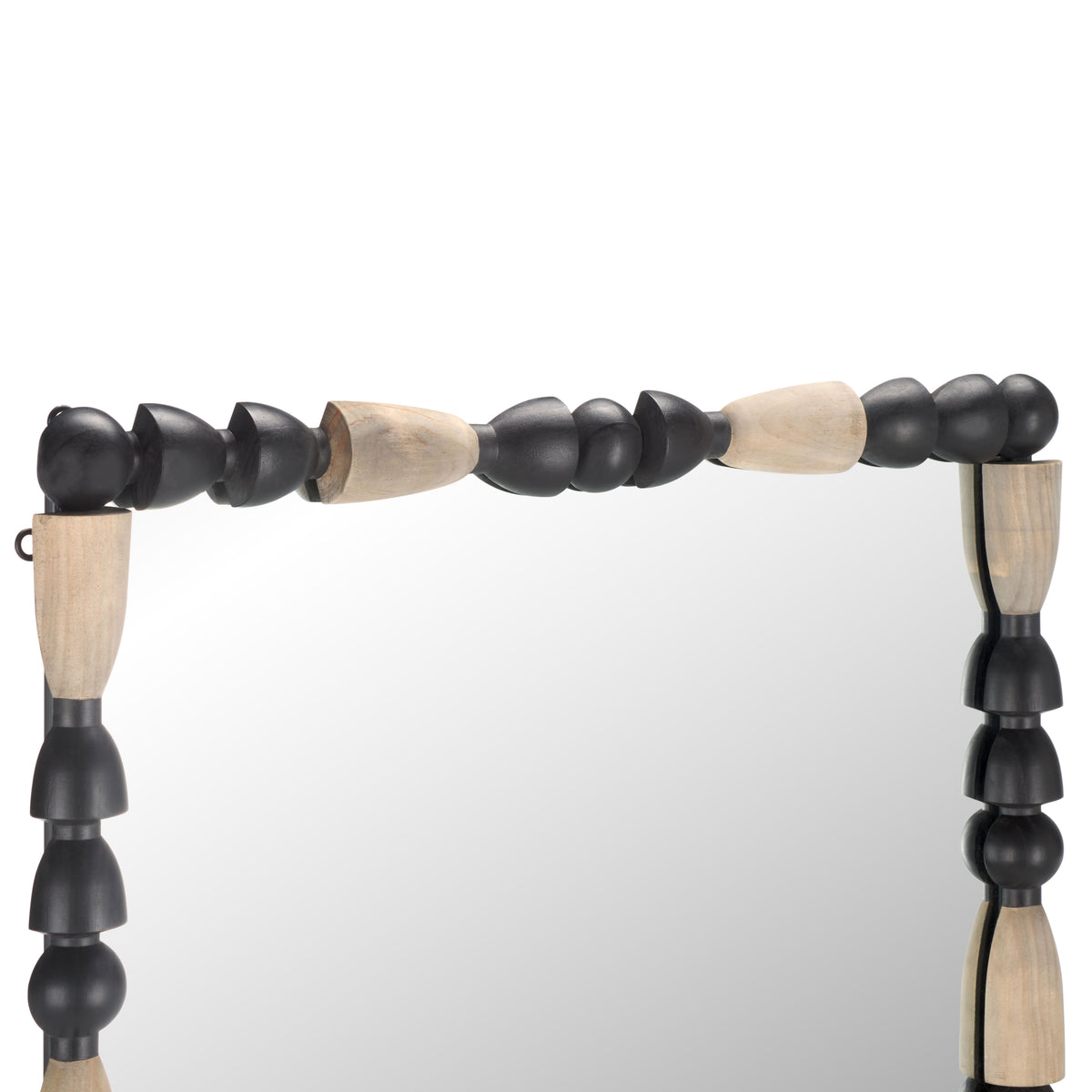 Gabbhi Pinewood and Metal Mirror in Gray and Black — 24.8″