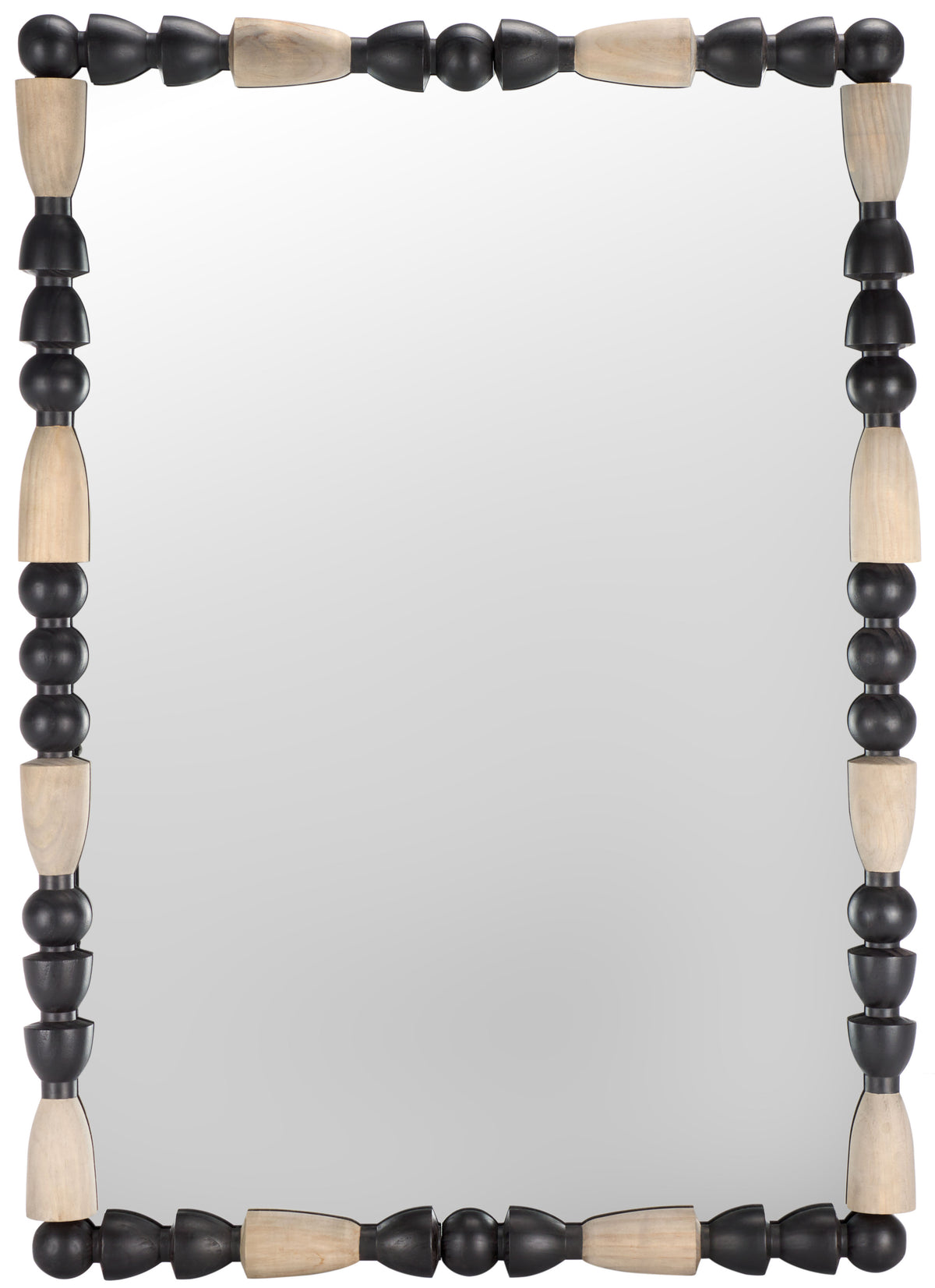 Gabbhi Pinewood and Metal Mirror in Gray and Black — 24.8″