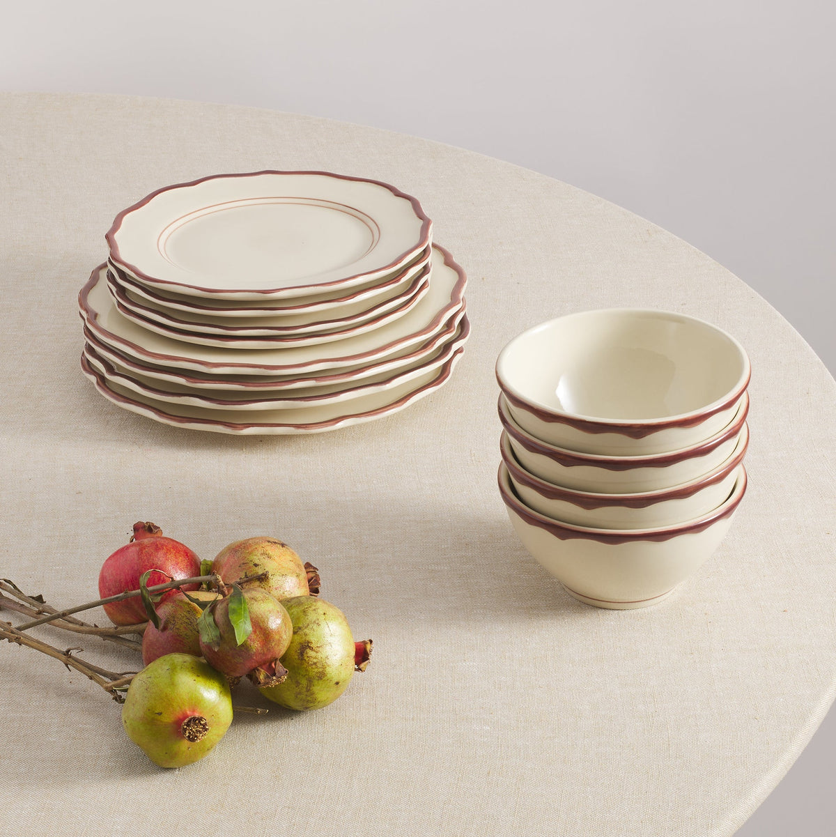 Darlene Stoneware Dinnerware Set with Cereal Bowls by Maison Madison Home — 12-Piece