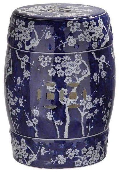 Midnight Ceramic Garden Stool in Dark Blue - The Mayfair Hall