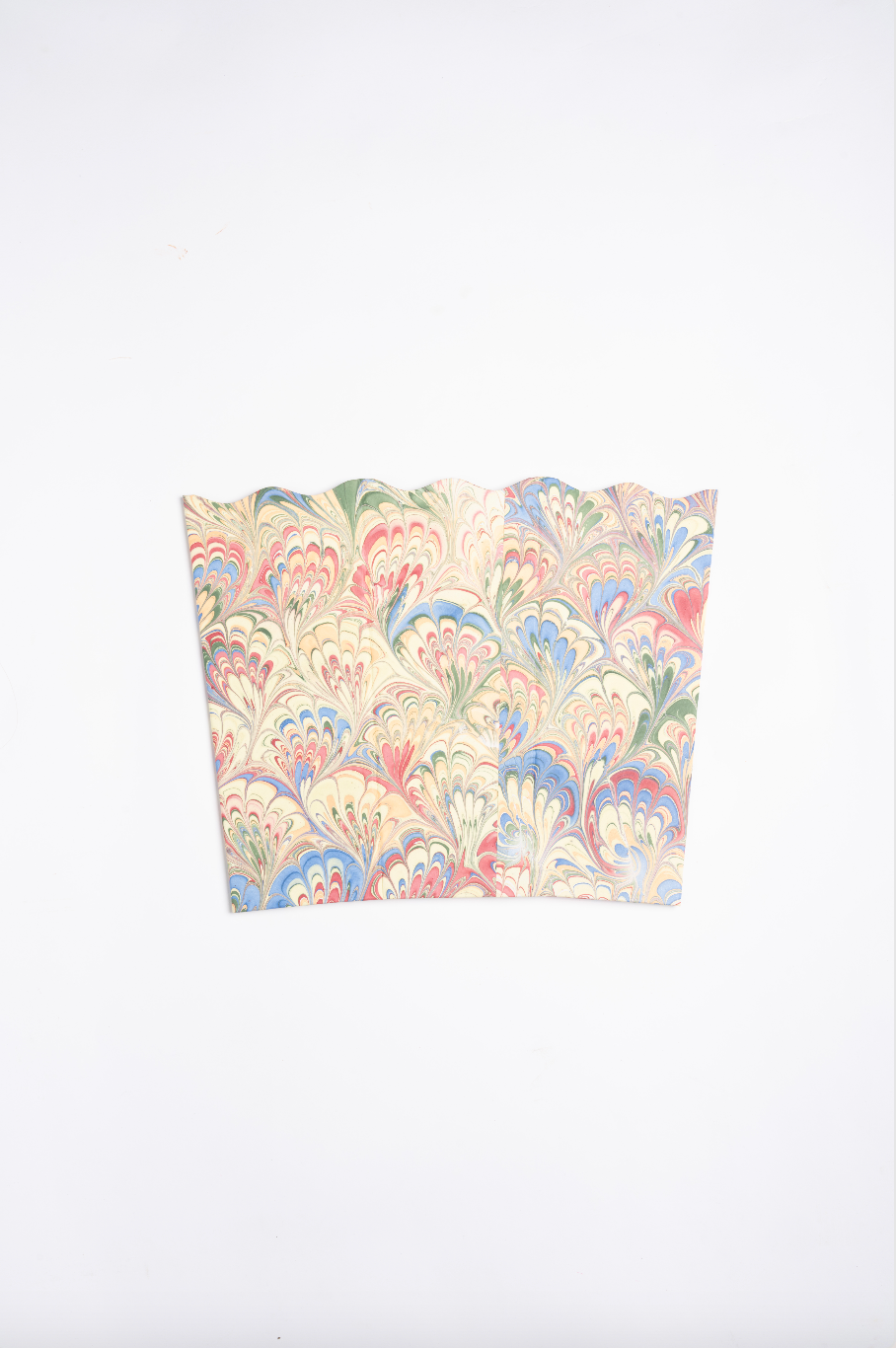 Hand-Marbled Scallop Waste Bin / Storage Bin in Multicolor