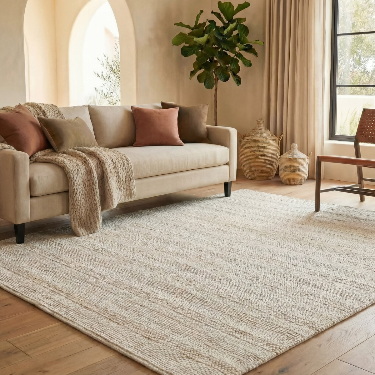 Natura Coastal Handwoven Area Rug in Ivory