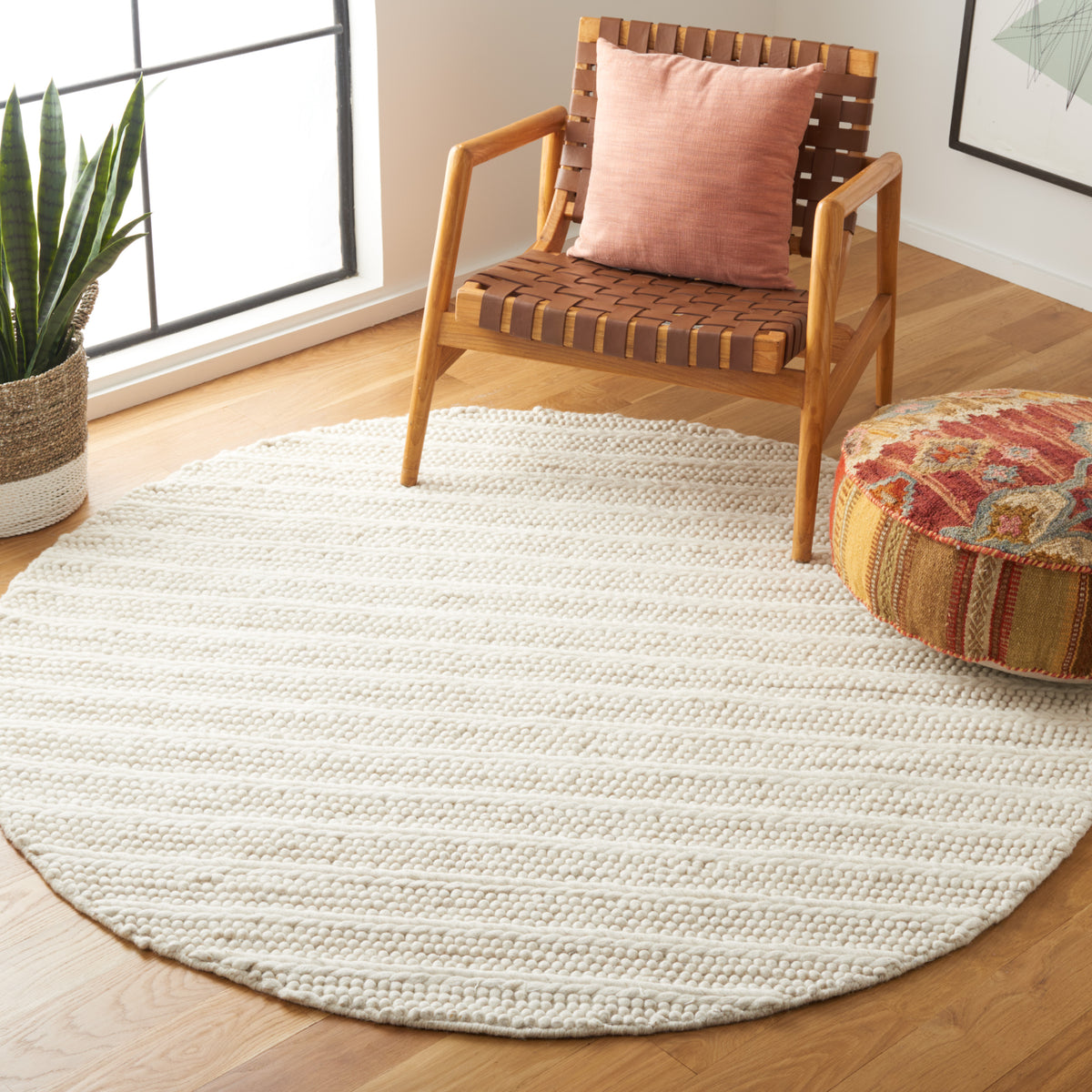 Natura Modern Flat Weave Area Rug in Ivory