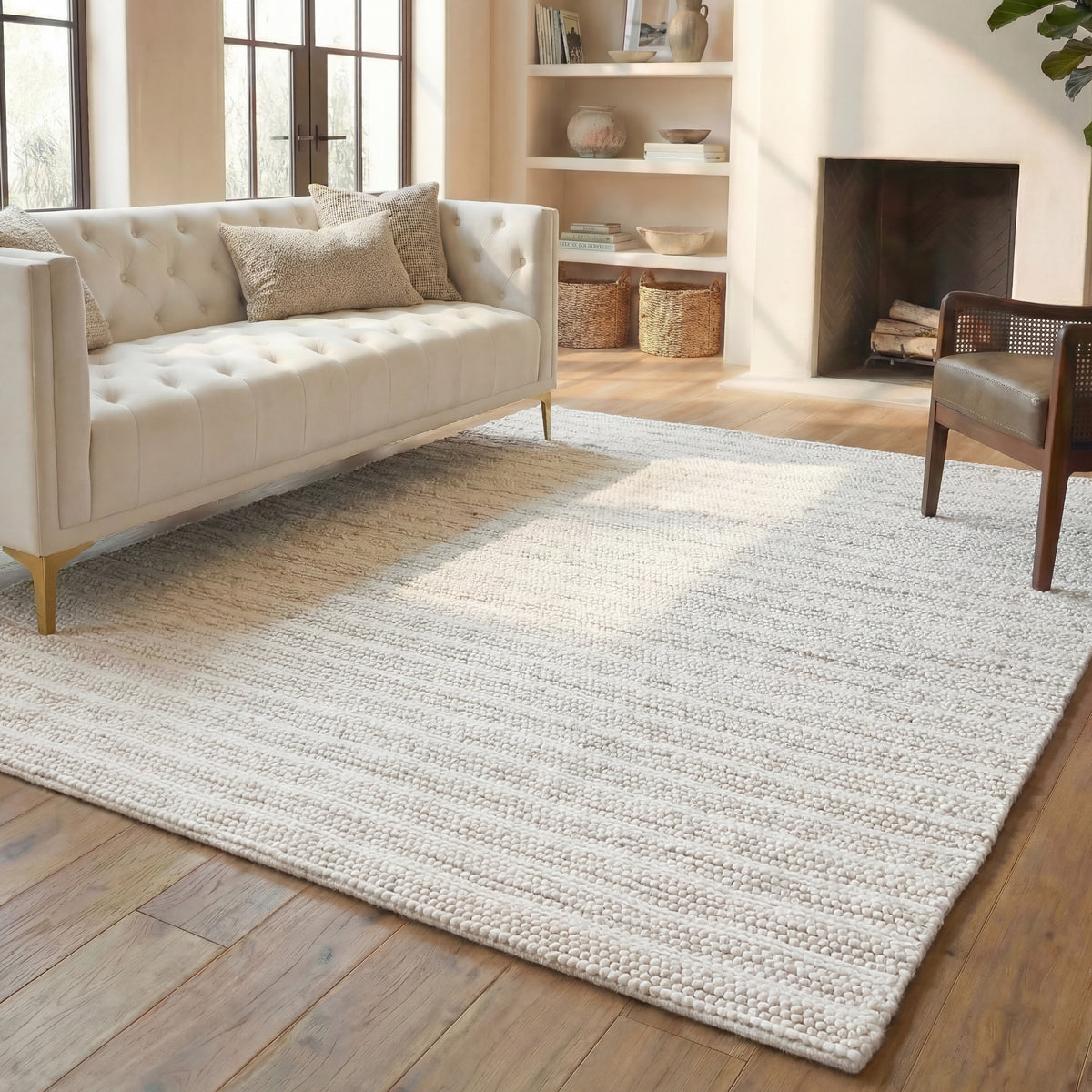 Natura Modern Flat Weave Area Rug in Ivory