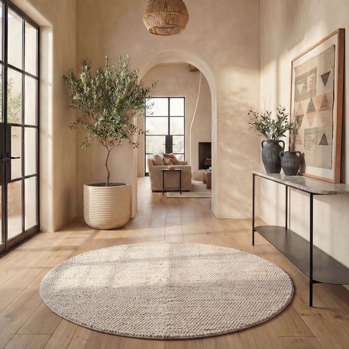 Natura Coastal Handwoven Area Rug in Gray and Ivory