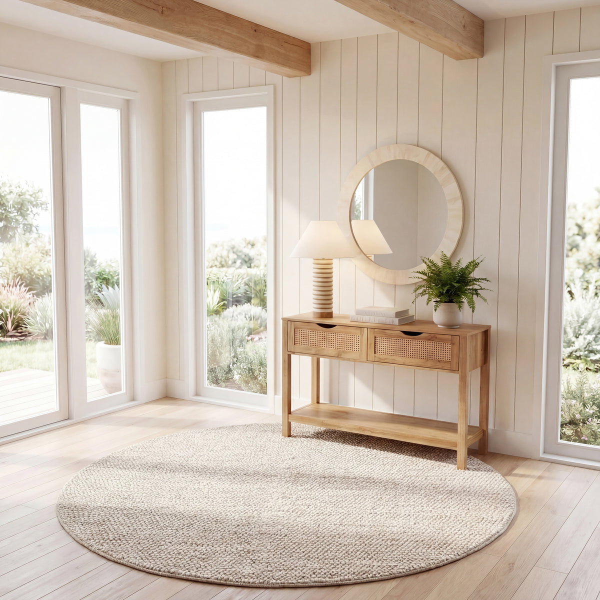 Natura Coastal Handwoven Area Rug in Gray and Ivory