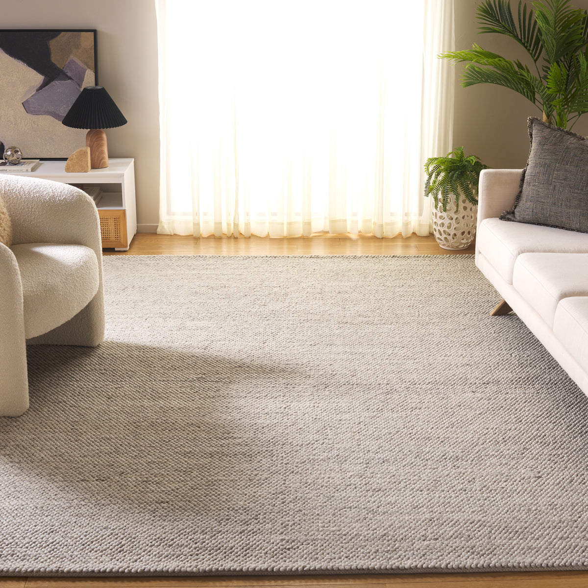 Natura Coastal Handwoven Area Rug in Gray and Ivory
