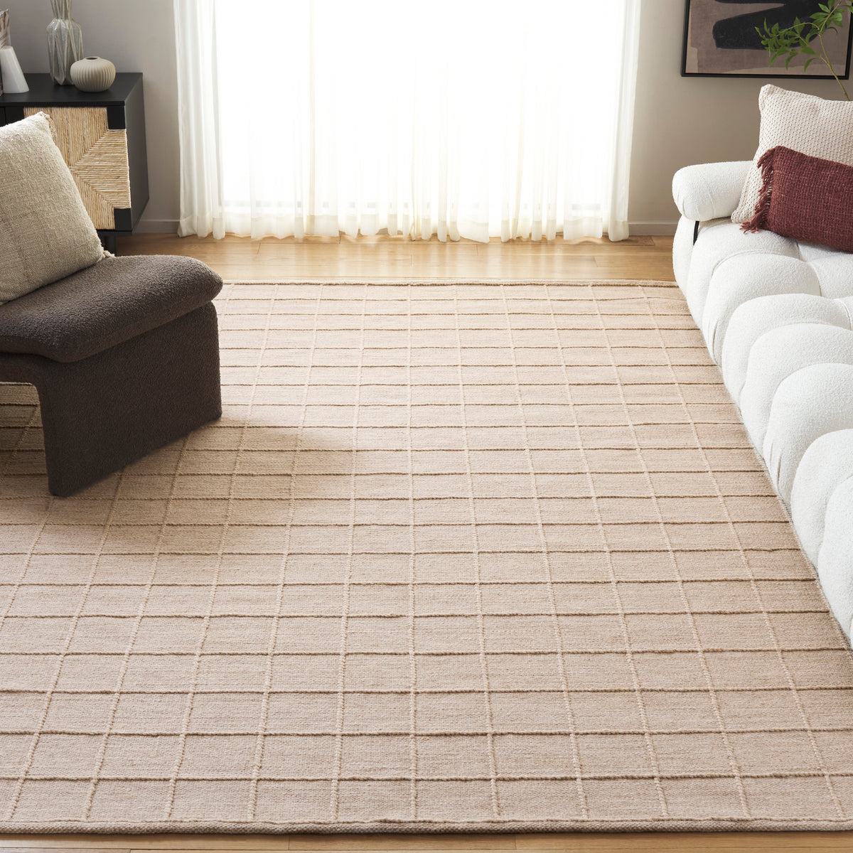Natura Modern Handwoven Area Rug in Beige
