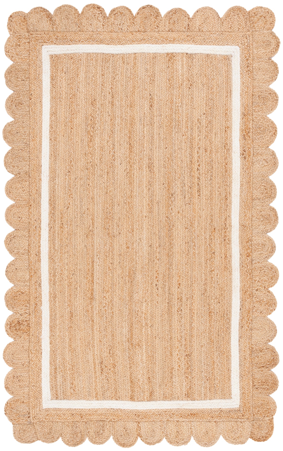Natural Farmhouse Flat Weave Area Rug in Natural and Ivory
