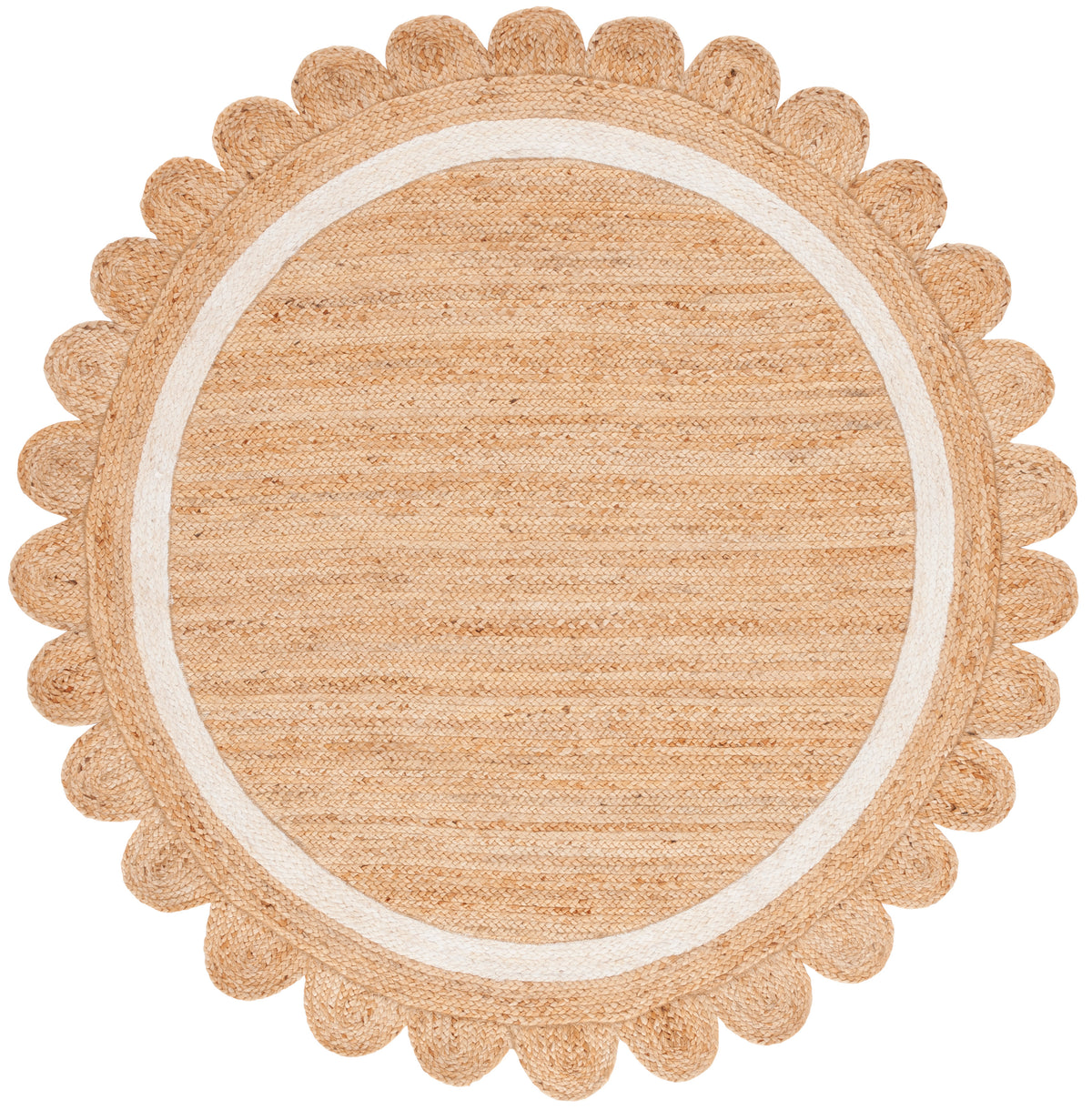 Natural Farmhouse Flat Weave Area Rug in Natural and Ivory