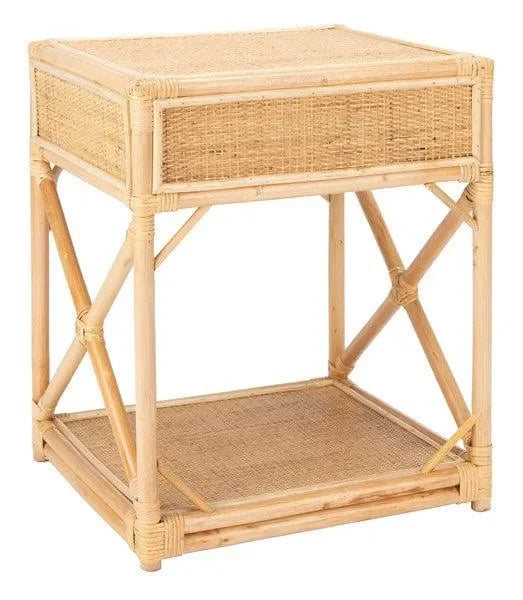 Bali Rattan Nightstand in Natural - The Mayfair Hall