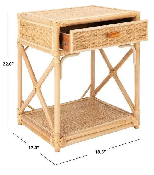 Bali Rattan Nightstand in Natural - The Mayfair Hall