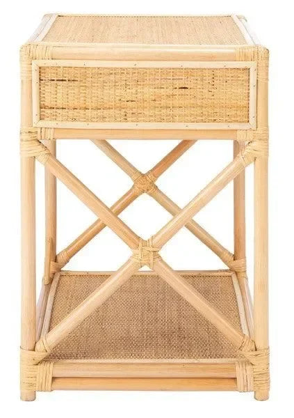 Bali Rattan Nightstand in Natural - The Mayfair Hall