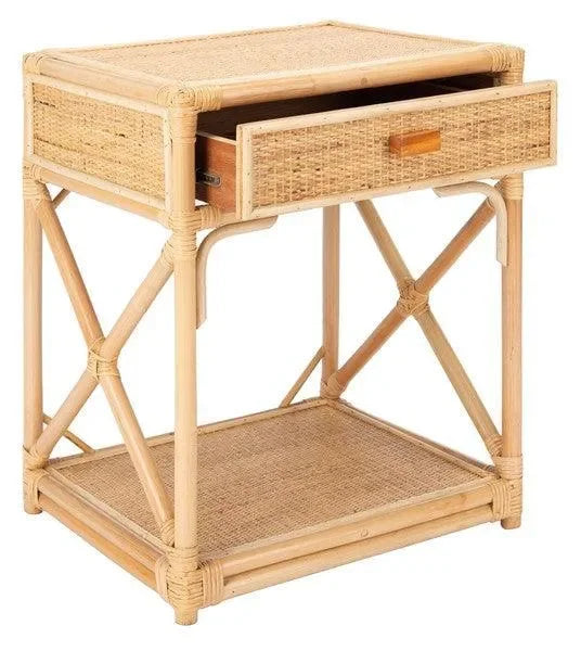 Bali Rattan Nightstand in Natural - The Mayfair Hall