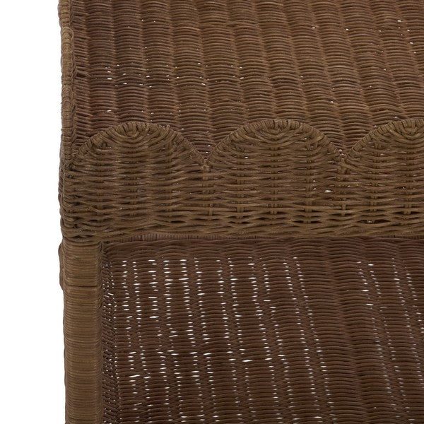 Erna Scallop Rattan Nightstand with 1 Shelf in Brown