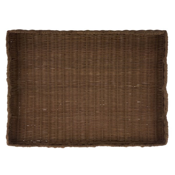 Erna Scallop Rattan Nightstand with 1 Shelf in Brown