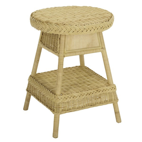 Balian Rattan Nightstand with 1 Shelf and 1 Drawer in Natural White
