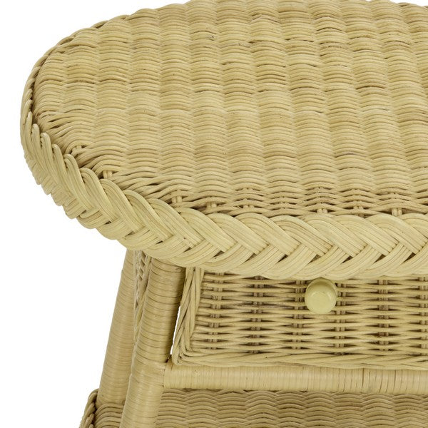 Balian Rattan Nightstand with 1 Shelf and 1 Drawer in Natural White