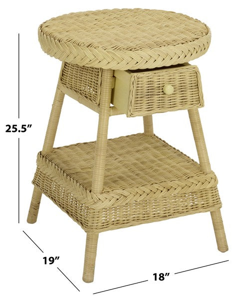 Balian Rattan Nightstand with 1 Shelf and 1 Drawer in Natural White