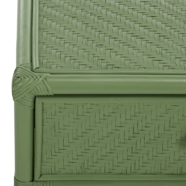 Payton Rattan Nightstand with 1 Shelf and 1 Drawer in Light Green