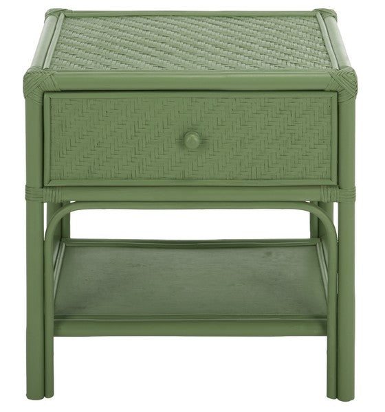 Payton Rattan Nightstand with 1 Shelf and 1 Drawer in Light Green