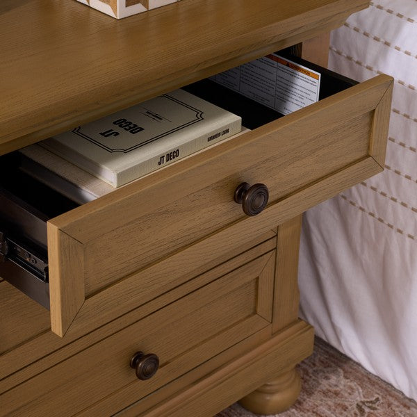 Arshia Wood Nightstand with 2 Drawer in Sand