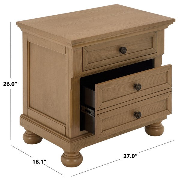 Arshia Wood Nightstand with 2 Drawer in Sand