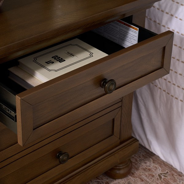 Arshia Wood Nightstand with 2 Drawer in Walnut