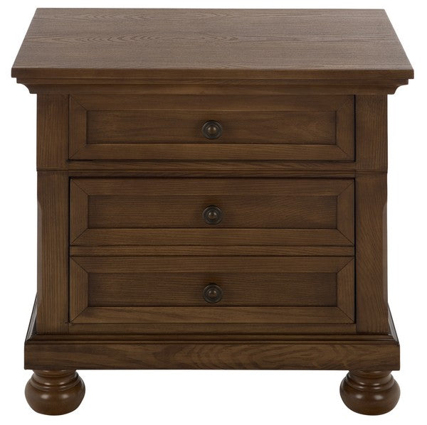 Arshia Wood Nightstand with 2 Drawer in Walnut