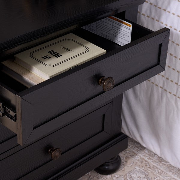Arshia Wood Nightstand with 2 Drawer in Black