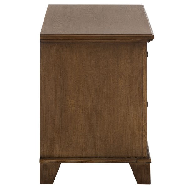 Dorcey Wood Nightstand with 2 Drawer in Walnut