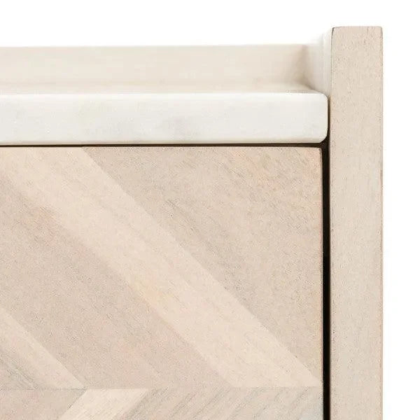 Tahseen Acacia Wood Nightstand in White Wash - The Mayfair Hall