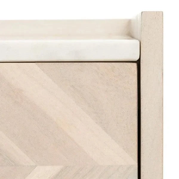 Tahseen Acacia Wood Nightstand in White Wash - The Mayfair Hall