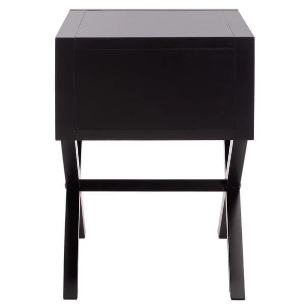 Sadie Wood Nightstand in Black