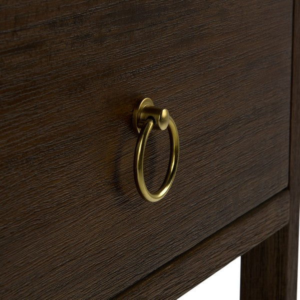 Sadie Wood Nightstand with 1 Drawer and 1 Shelf in Distressed Brown