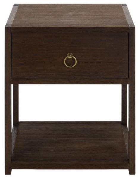 Sadie Wood Nightstand with 1 Drawer and 1 Shelf in Distressed Brown