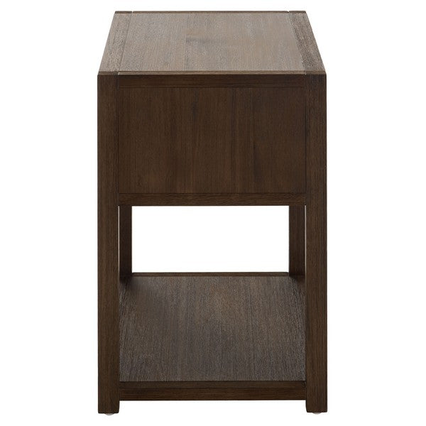 Sadie Wood Nightstand with 1 Drawer and 1 Shelf in Distressed Brown