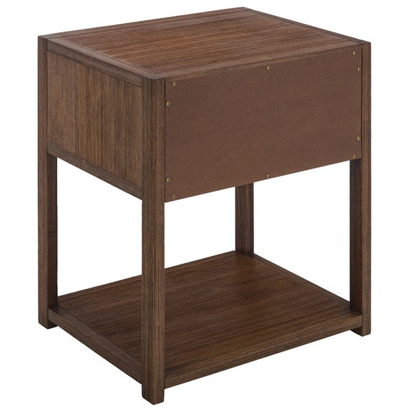 Sadie Wood Nightstand with 1 Drawer and 1 Shelf in Honey Brown