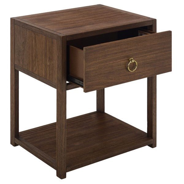 Sadie Wood Nightstand with 1 Drawer and 1 Shelf in Honey Brown